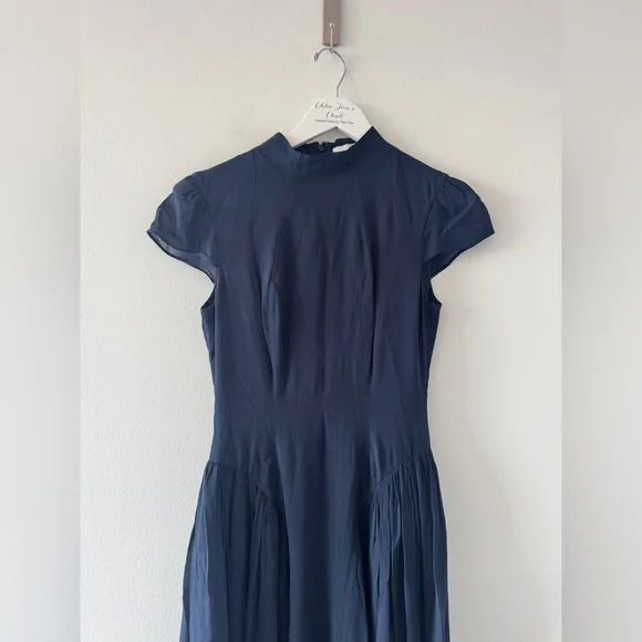 REFORMATION Maven Navy Midi Dress 4P